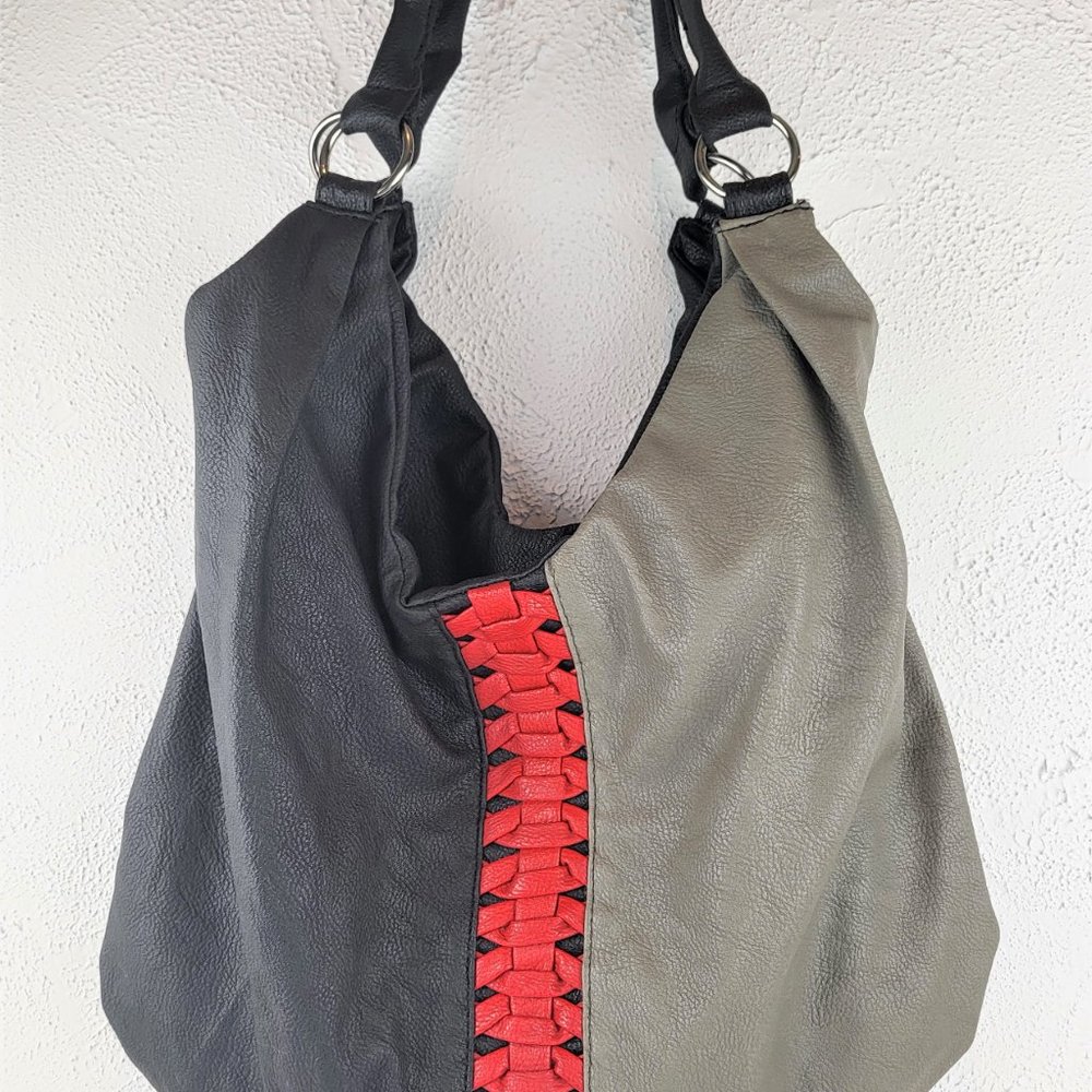 Women's Large Hand Bag Hobo Boho Red Lace Up Black Grey Punk Sexy Goth OKPTA
